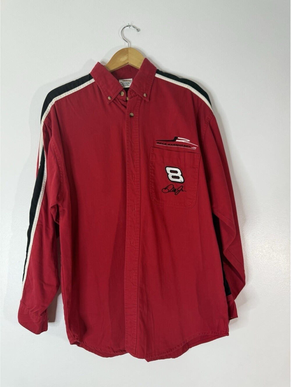 Winners Circle Dale Earnhardt Jr Mens Size L RED Long Sleeve Button Up Shirt